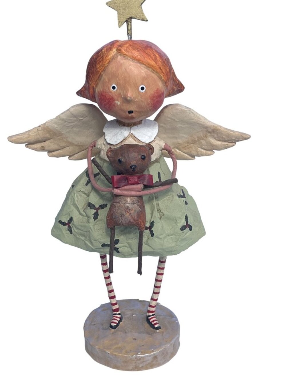 VTG Lori C. Mitchell Babes in Toyland Girl w/ Teddy Bear Angel Figurine  7"